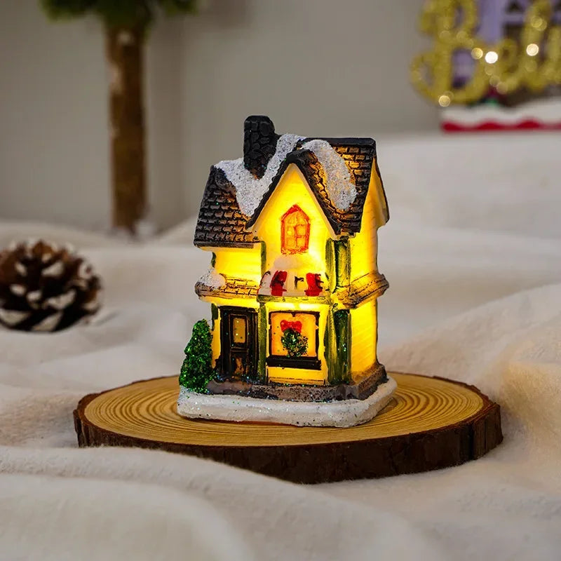 1~6pcs 2026 Christmas Ornaments LED Night Light Luminous Castle Snow House Sculpture Xmas Decoration for Home New Year Navidad
