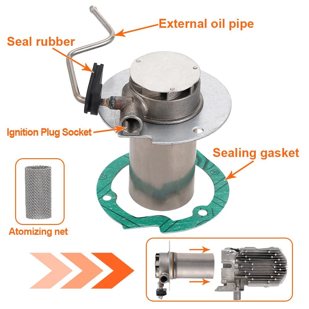 2KW 12V Parking Heater Flat-Head  Combustion Chamber Burner With Gasket For Car Truck Van Camping Vehicle Heater Accessories
