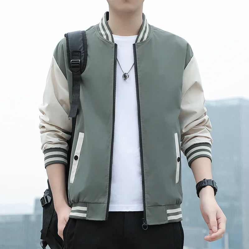 Spring Autumn Men Baseball Jacket Stand Collar Korean Style Casual Jackets And Coats Male Slim Fit Bomber Jacket 5XL