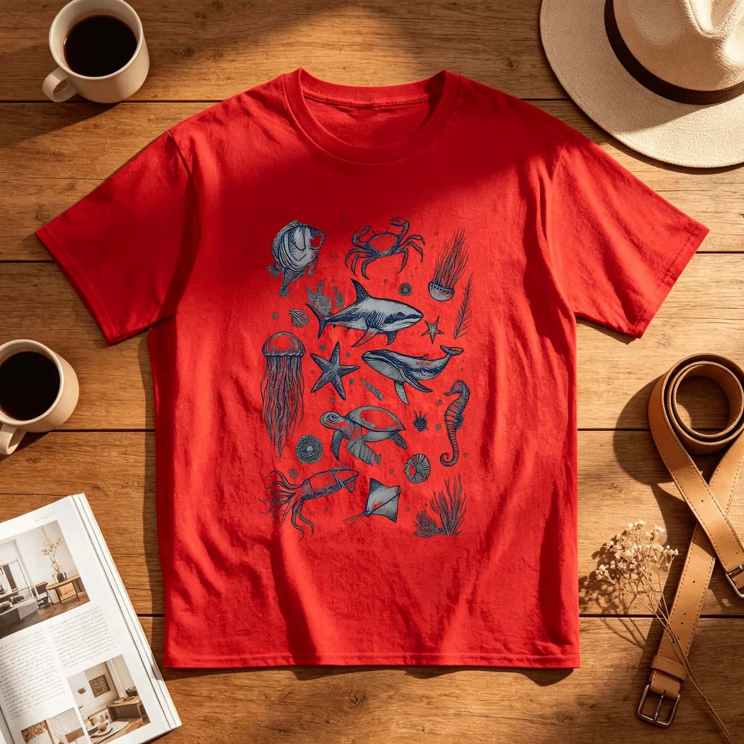 Red Glossy Open Mouth Text Poster Retro 90s Graphic Print T Shirt