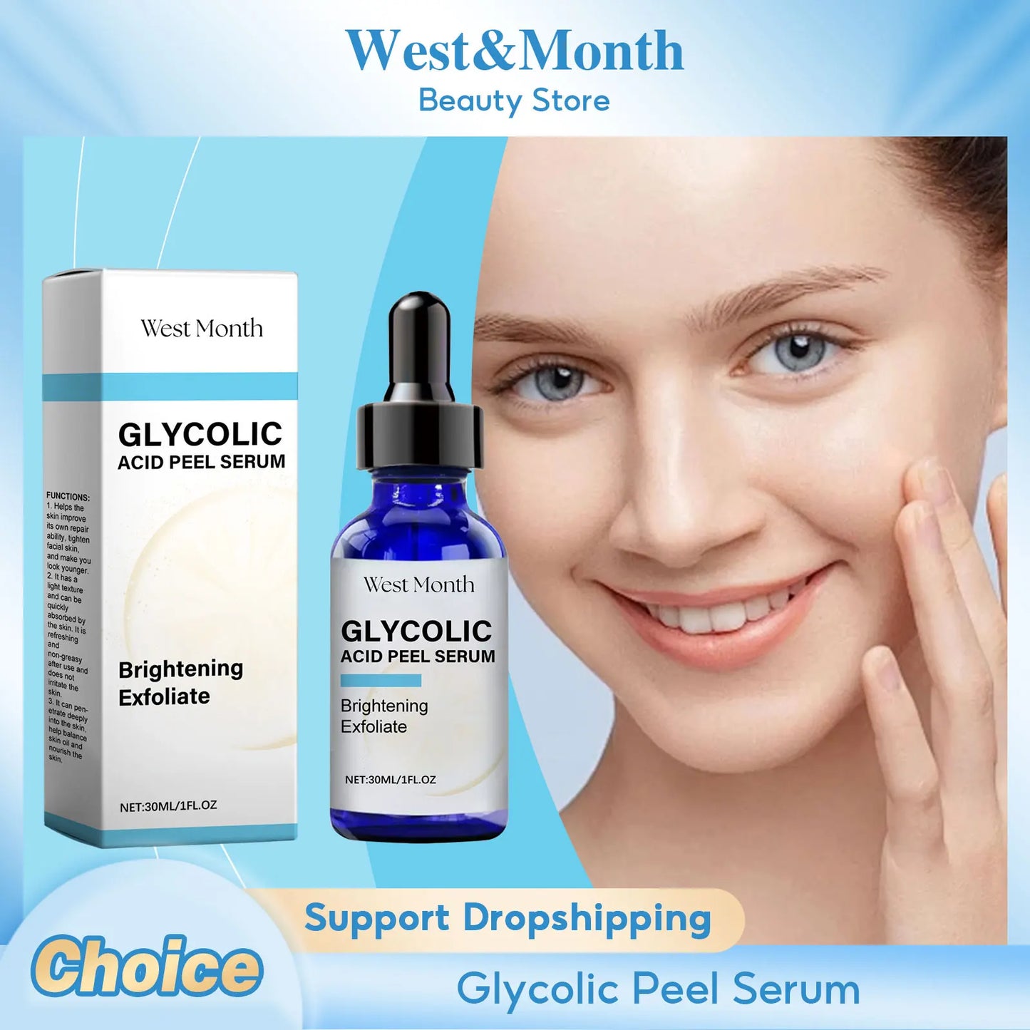 Glycolic Acid Peel Serum Exfoliating Minimizing Pores Reduce Acne Repair Moisturizer Brighten Nourish Whitening Beauty Skin Care