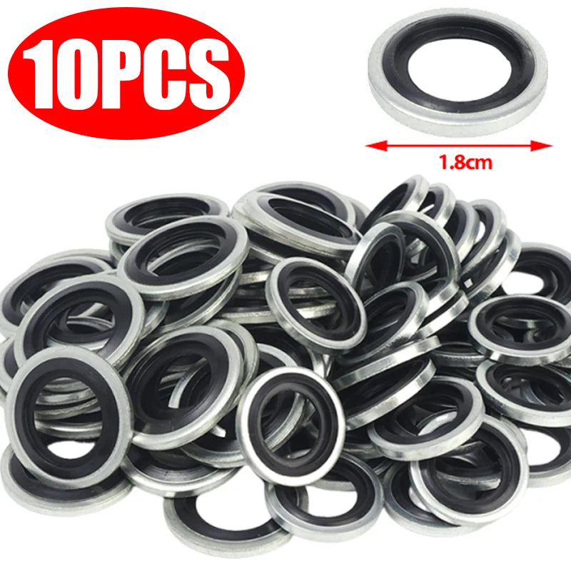 Universal M12/M14 Galvanized Steel Rubber Oil Drain Plug Gasket Engine Sump Sealing Washer Auto Car Part Seal Ring Replacement