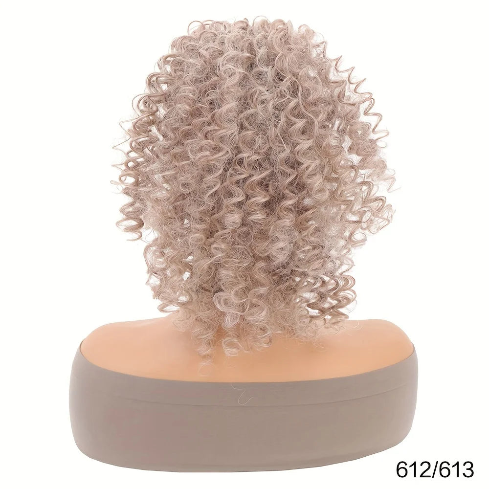 Synthetic Short Ponytail 14 Inch Afro Puff Kinky Curly Drawstring Ponytail Clip In Hair Extensions Natural Hairpiece For Women