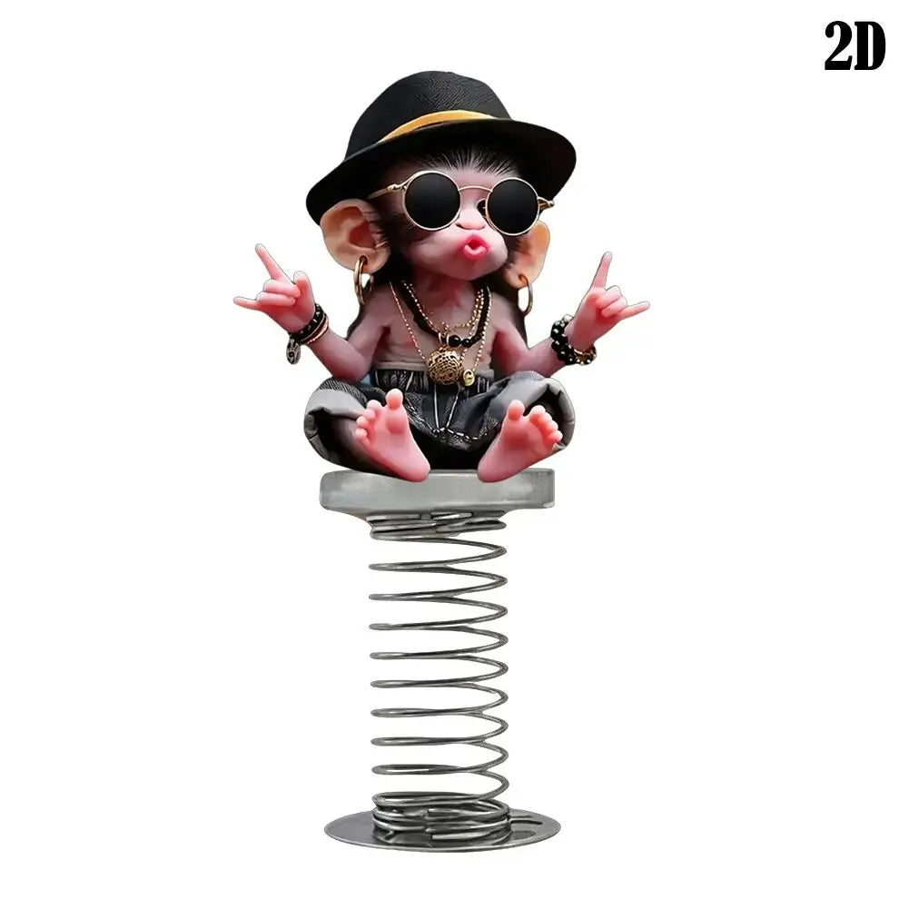 Creative Car 2D Acrylic Horse Monkey Pendant Funny Decor Pendant Bobblehead Cartoon Dashboard Decor Car Interior Accessories