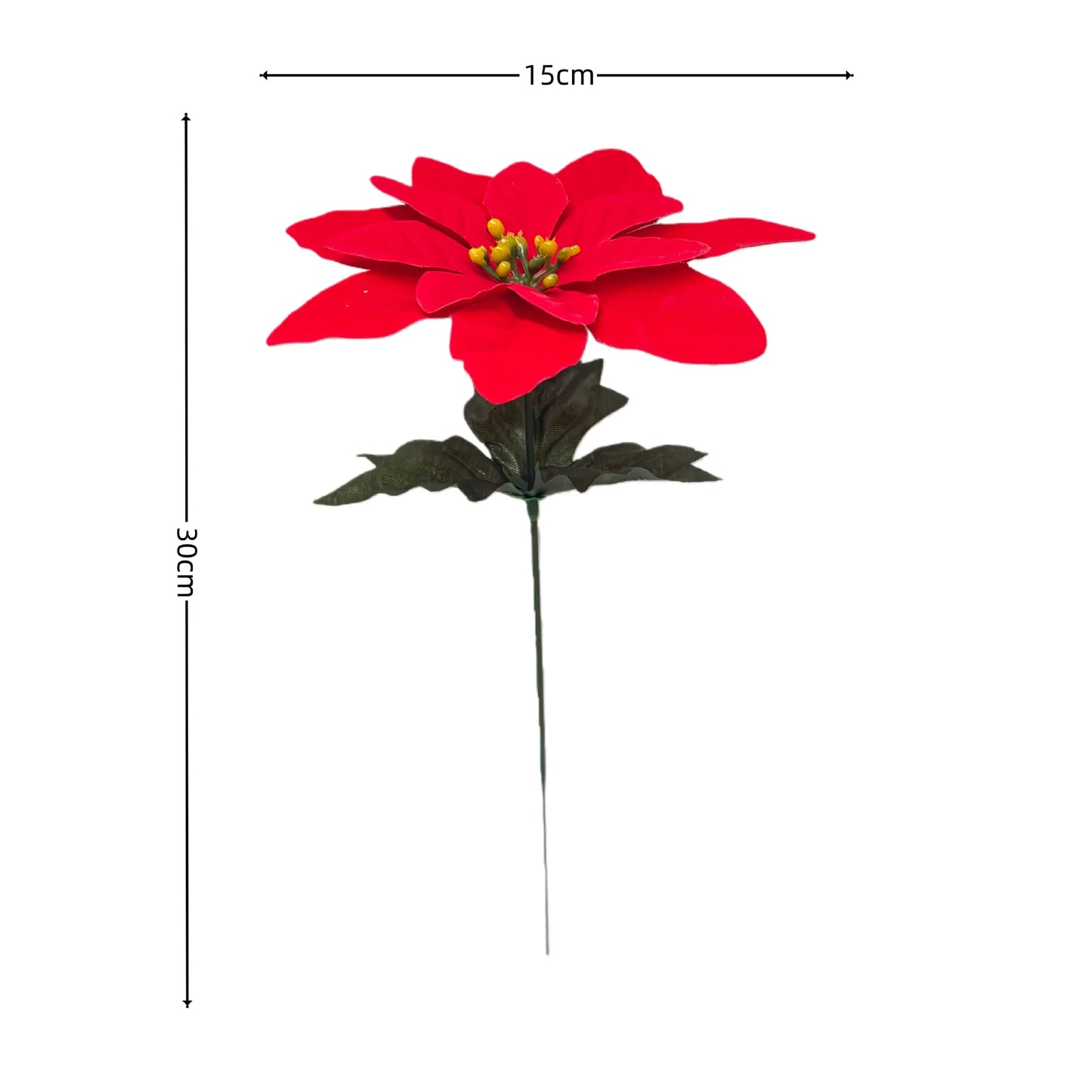 10pcs Poinsettia Christmas Flower Christmas Tree Decoration Single Head Flower Red Fruit And Pine Needle Vase Desktop Decoration