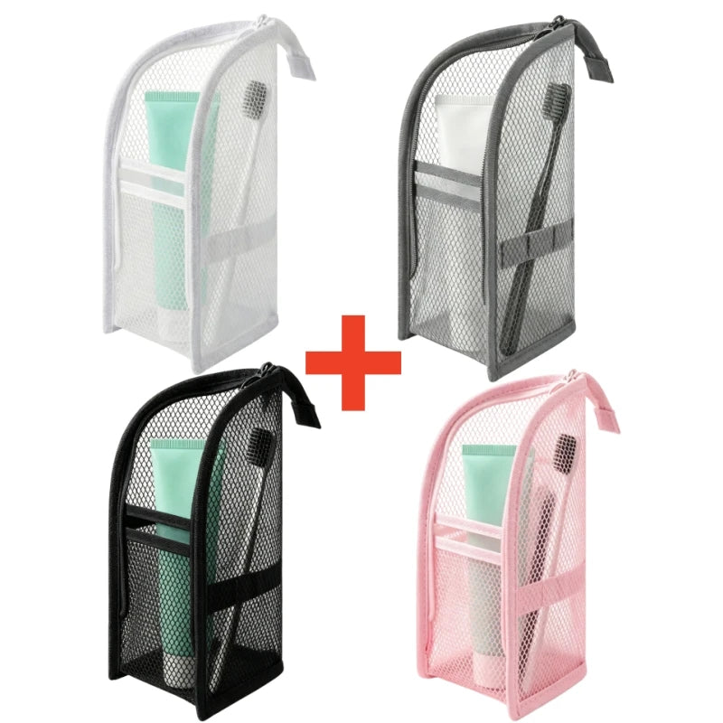Standing Mesh Toiletry Bag Portable EVA Waterproof Travel Foldable Toothbrush Cosmetic Organizer Women Bathroom Storage Pouch