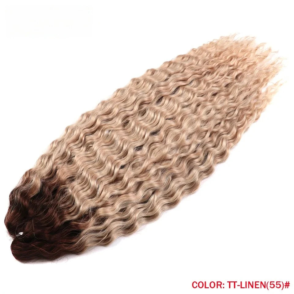 LOVE ME 22 Inch 300g/3pcs Ariel Curl Hair Water Wave Twist Crochet Hair Synthetic Ombre Rainbow Color Braiding Hair Extensions