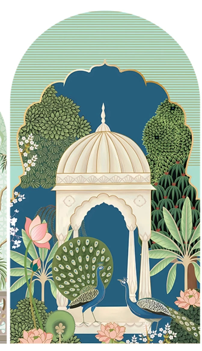 2-Sided India Style Peacock Floral Wedding Birthday Party Arch Wall Backdrop Cover Birthday Party Baby Shower Photo Background