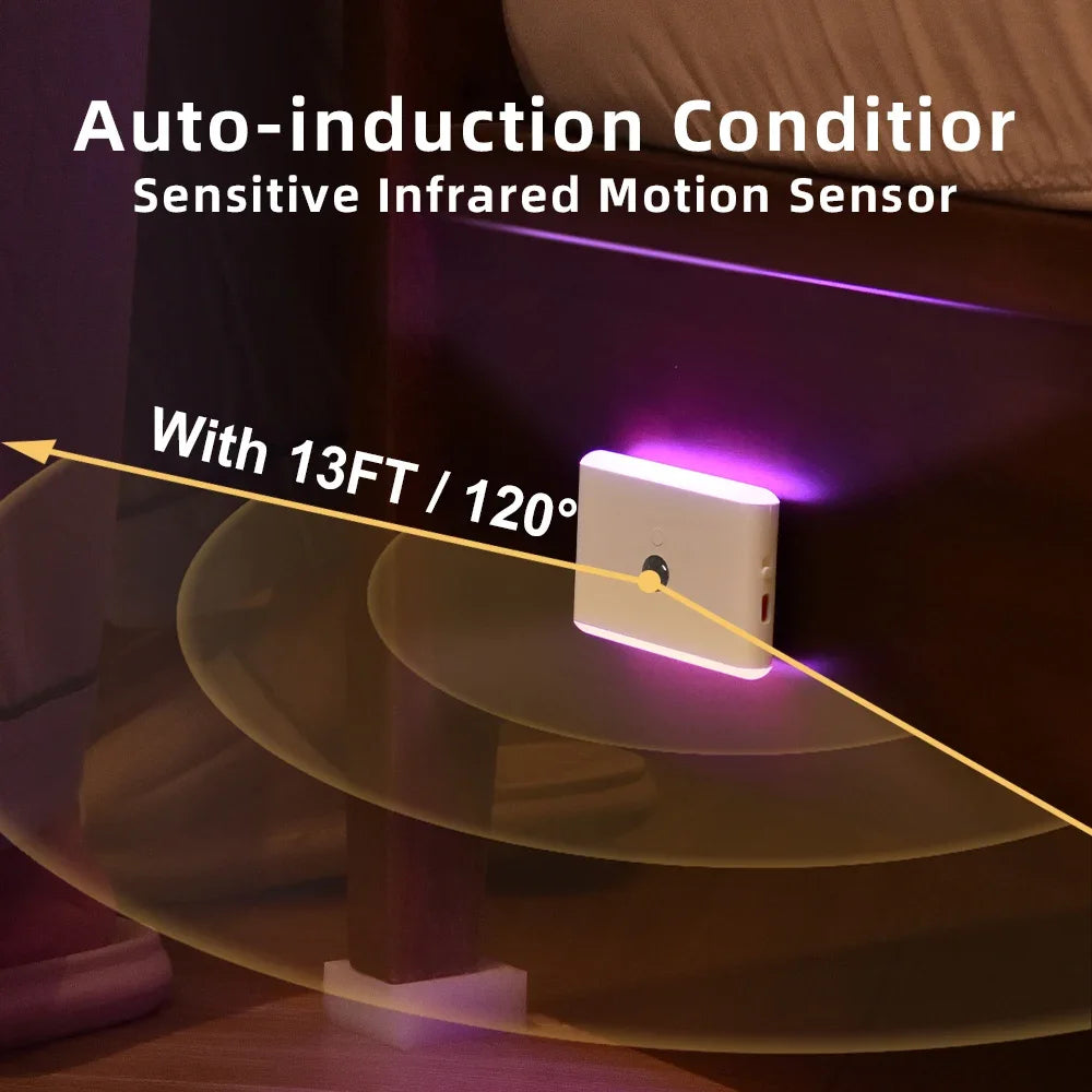 LED Night Light, USB Charging, Smart Motion Sensor, Color-Changing Ambient Lighting, Ideal for Living Room and Hallways