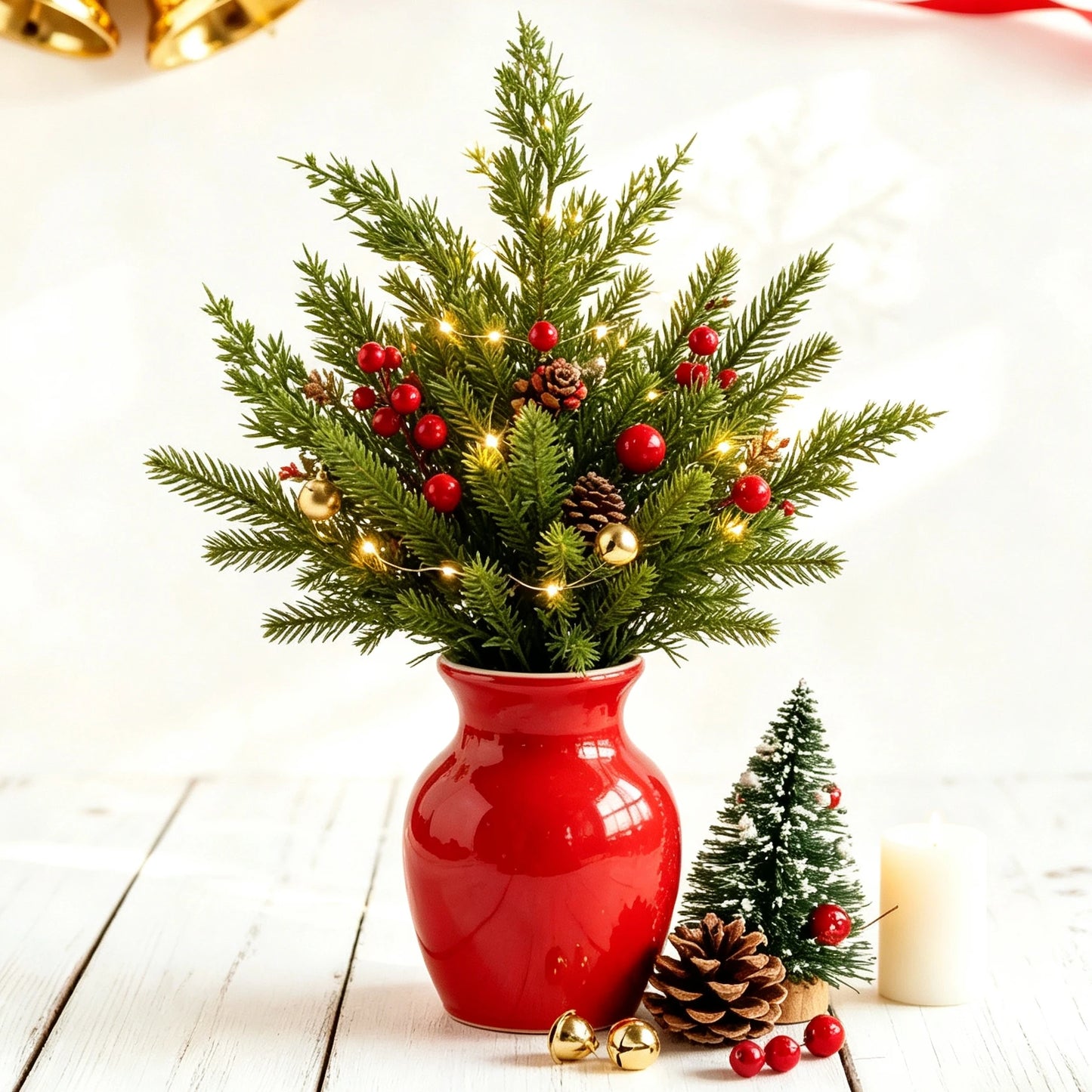 1/5 Pcs Artificial Plant Leaves Christmas Tree Party Home Dining Table Decor Outdoor Courtyard Material Wedding Photography Prop