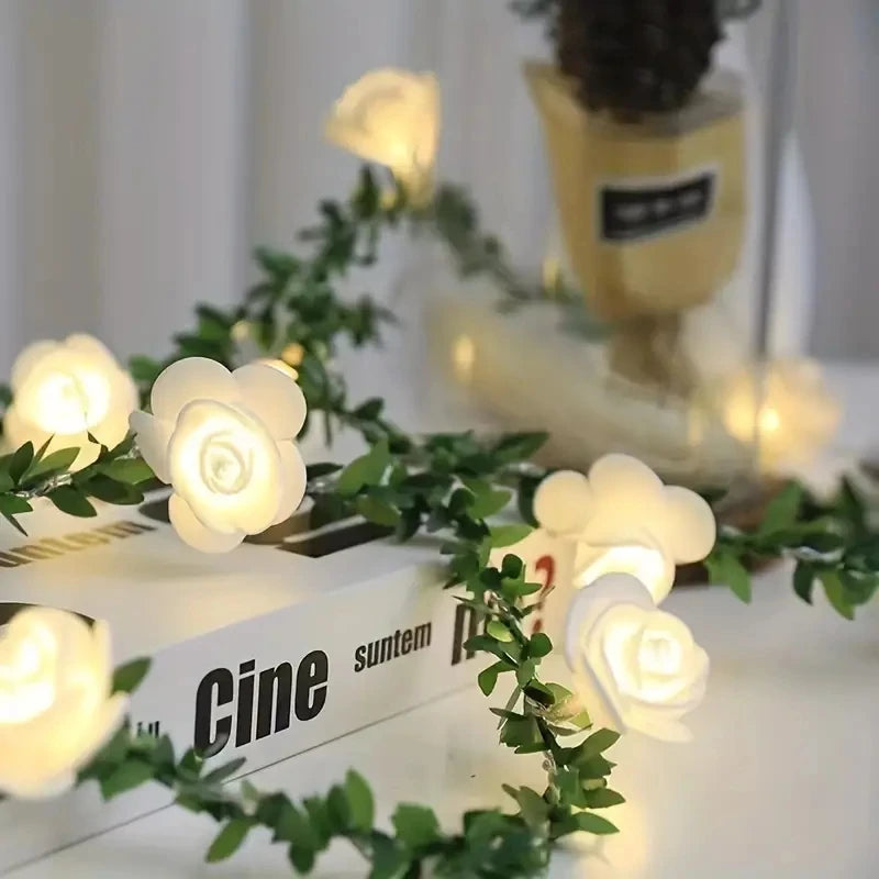 1PC 10 LED Rose Flower String Lights Battery Powered Flower Rose Night Lamp for Wedding Valentines Day Party Garland Decoration