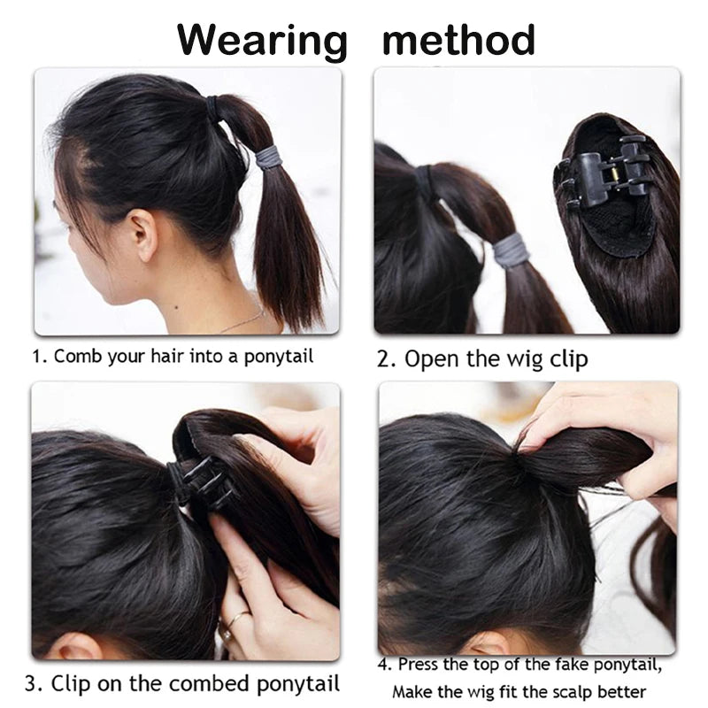 20Inch Synthetic Long Straight Grab Clip In Ponytail Hair Extensions Hairpiece For Women Hair Accessories