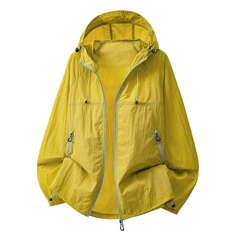 UPF50+ New Fashion Couple's Trendy Ultra-thin Hooded Sunscreen Jackets Men Summer Outwear Casual Breathable Coats windbreaker 4X