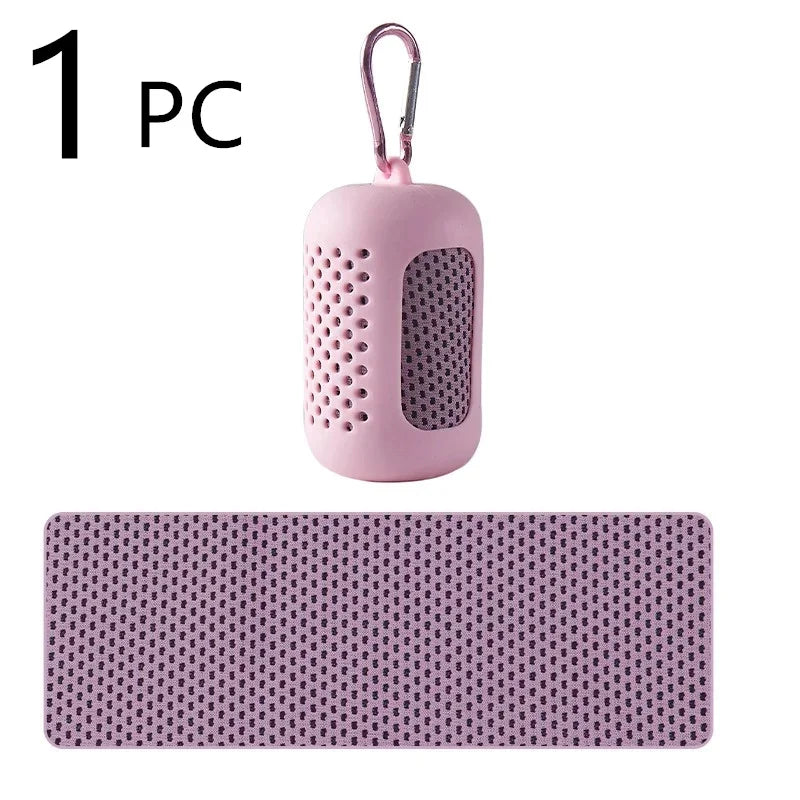 1Pcs Quick-Drying Sports Towel with Storage Box and Cooling Ice Blanket for Outdoor Fitness and Camping Cycling Hiking