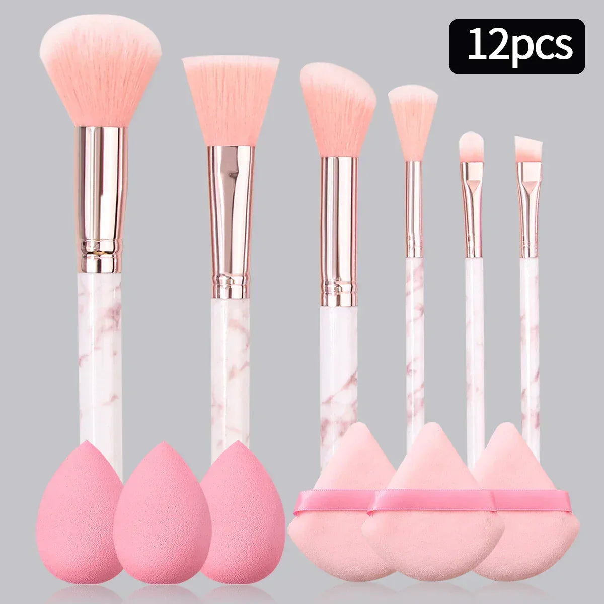 12PCS Pink Marble Beauty Set