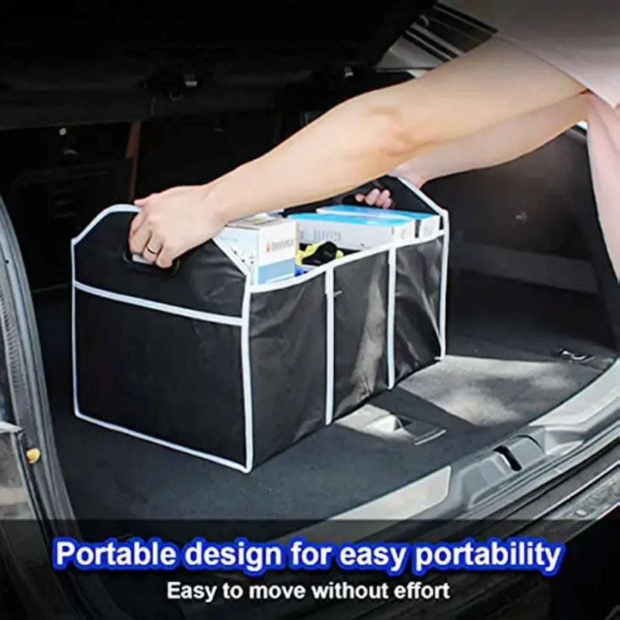 1pc Universal Car Trunk Organizer Portable Foldable Waterproof Auto Storage Bag With 3 Compartments For SUV Truck Van Sedan ﻿