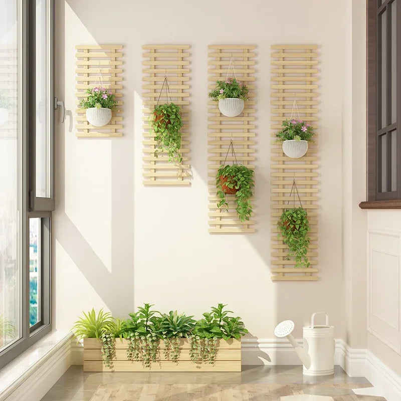 Anti-corrosion Flower Shelf Solid Wood Indoor Hanging Wall Balcony Decoration Layout Living Room Potted Plant shelevs Furniture