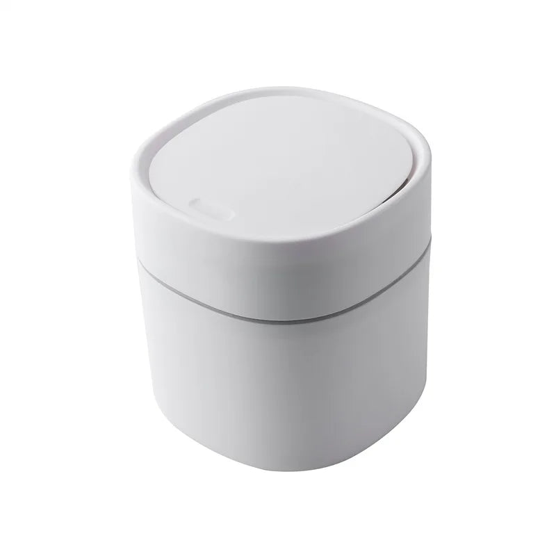 1pc Mini Desktop Trash Can, Small Table Top Plastic Covered Garbage Bin for Desk Top