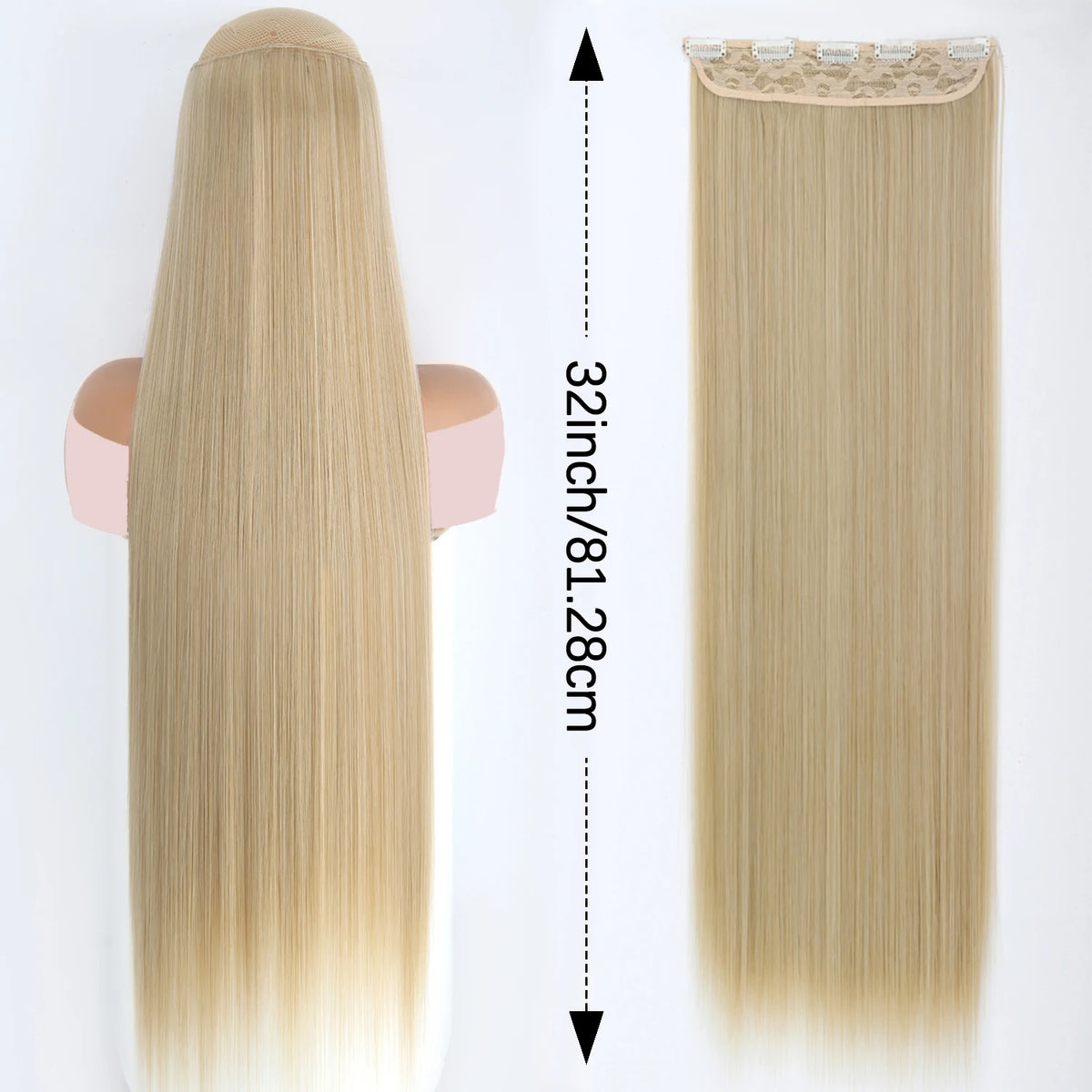 Synthetic Super Long Straight 5 Clip In Hair Extensions 32Inch One Piece Hairpiece for Women Multiple Colors Hair Extensions