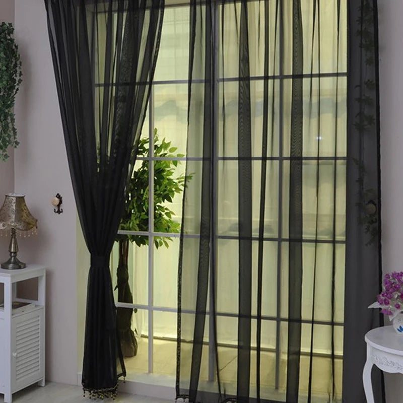 Transparent Window Gauze Solid Color Wedding Glass Gauze Household Products Light Luxury Style Easy To Install Curtains