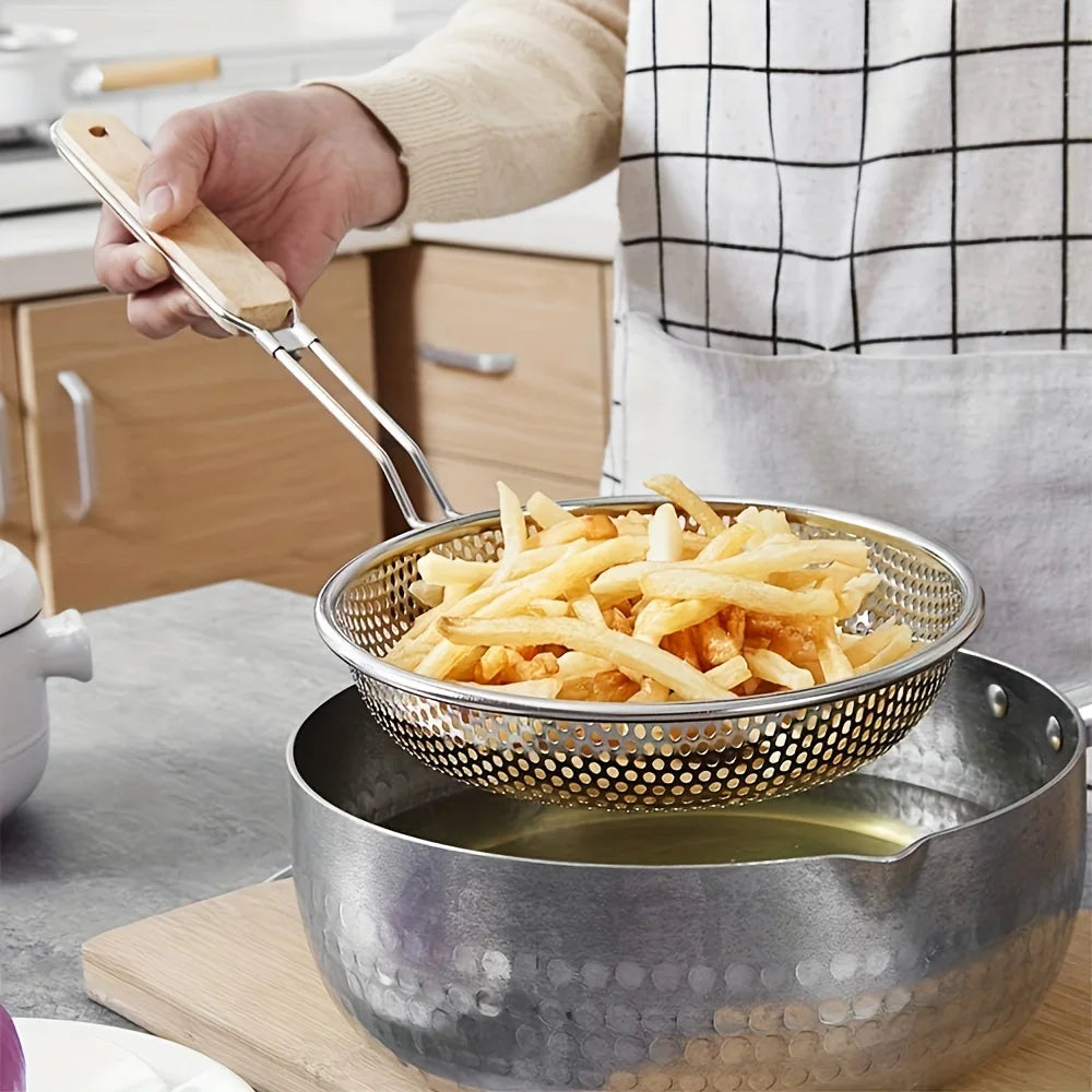 Skimmer Spoon Thickened Stainless Steel Strainer, Household Lo Mein and Dumpling Strainer, Large Kitchen Fried Strainer