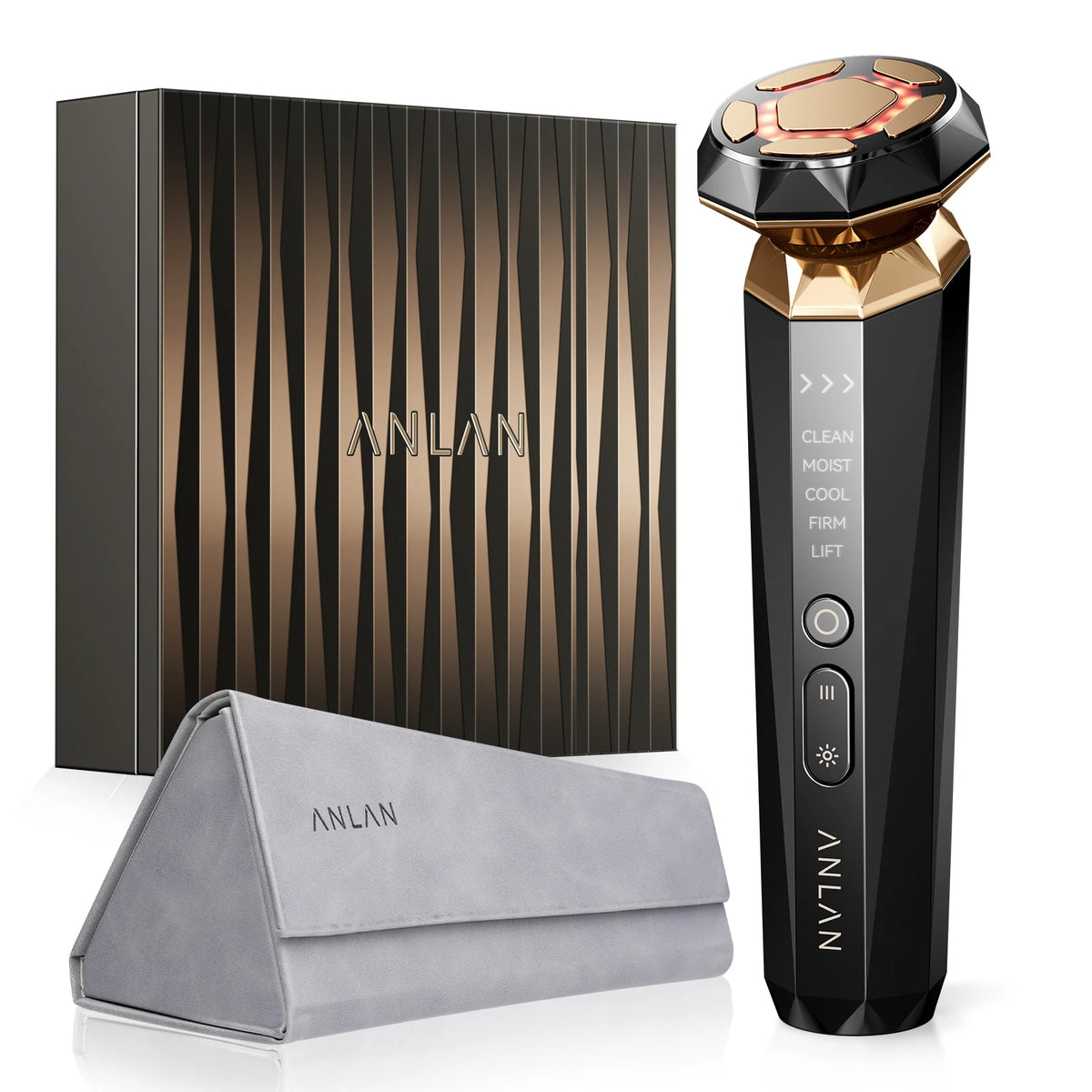 ANLAN Multifunction Skincare Device Pro 18K Gold Face Radio Frequency With Hot Cold EMS Facial Lifting Beauty Skin Care Massager