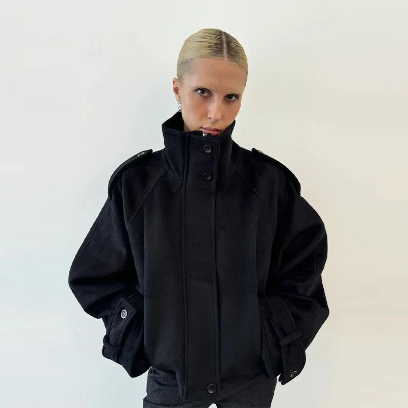 new Faux Fur Jackets Women Loose High Neck Long Sleeves Zipper Coats Female 2026 Autumn Winter Chic Fashion Solid Warm Outwears