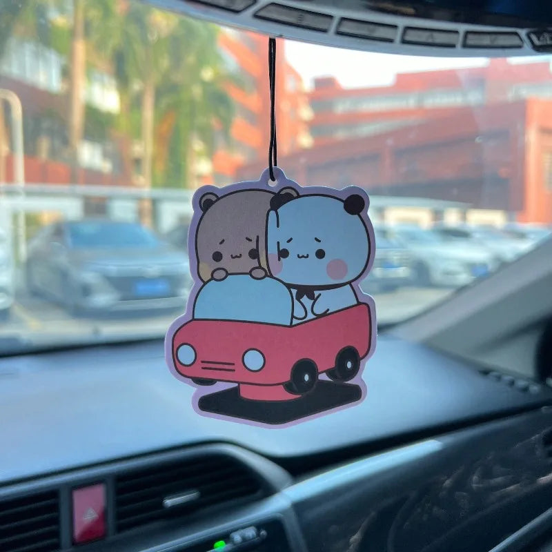 BUBU & DUDU cute bear car freshener pendant — fits vents, mirrors,Great as a scent strip, mirror charm
