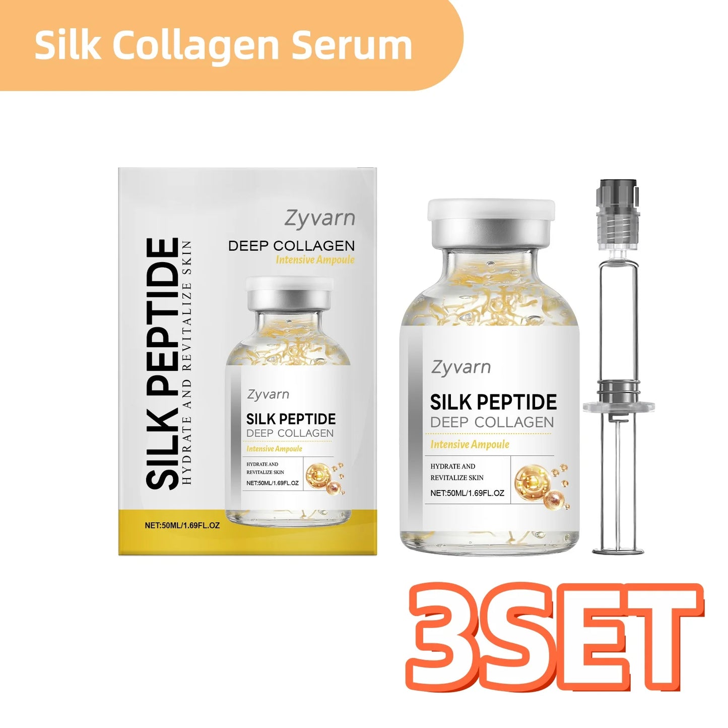 Silk Collagen Serum Ampoule with Copper Peptides For Facial Care Smooth Fine Lines Deep Hydrate Firm Loose Skin Korean Skin Care