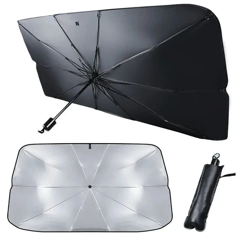 Car Sunshade Retractable Sunscreen Heat Insulation Front Windshield Parasol Anti-glare Uv-blocker Auto Internal Blocker 99.9% UV