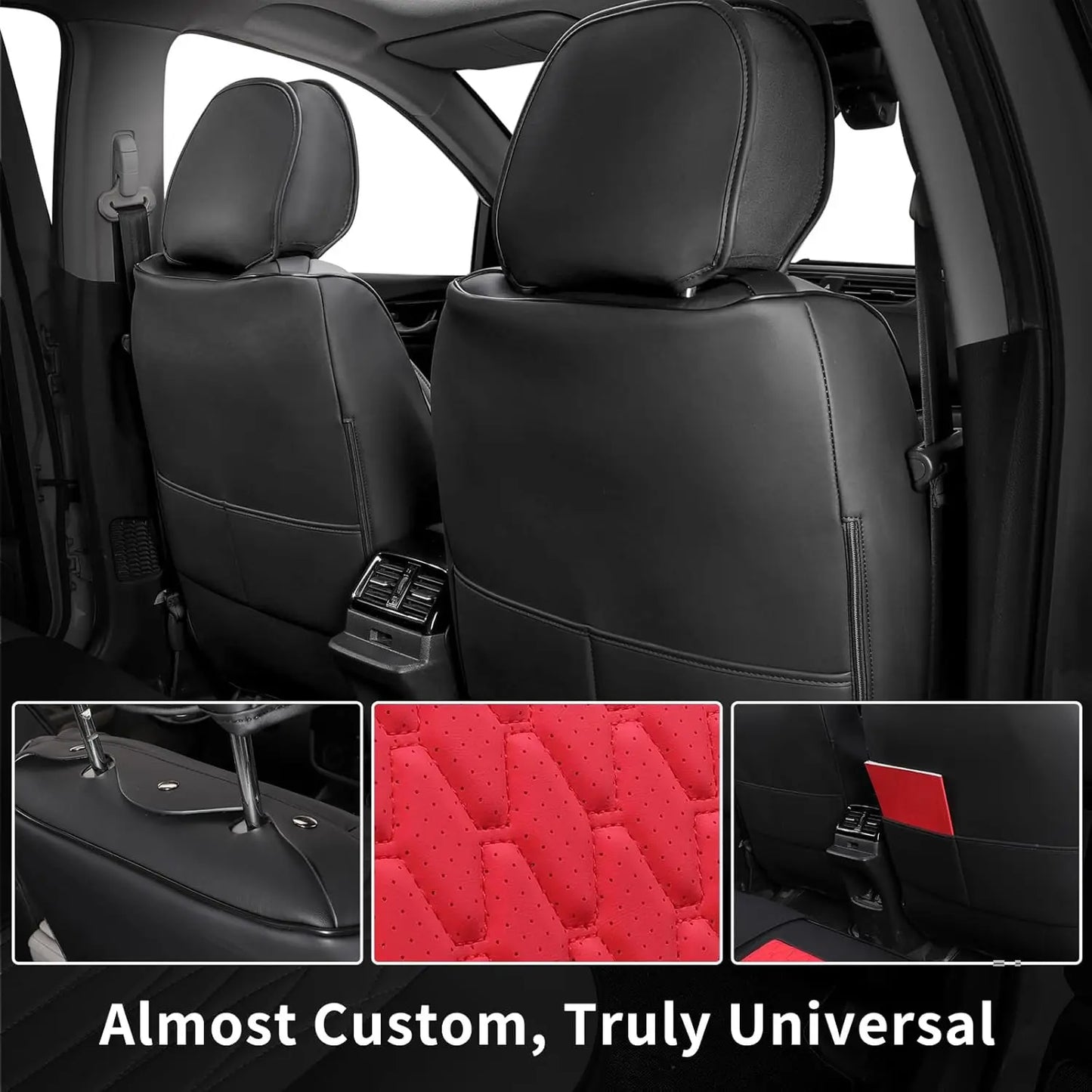 EKR Universal Car Seat Covers Full Set Waterproof Leather Auto Seat Protection All-Season Universal Fit Most Car Sedan SUV