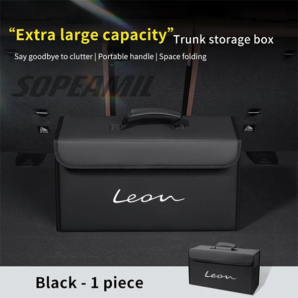 Car Carbon Fiber Trunk Storage Box Organizer Large Capacity Foldable Stowing Tidying Bag Seat FR Leon MK2 MK3 MK4 5f Ateca IBIZA
