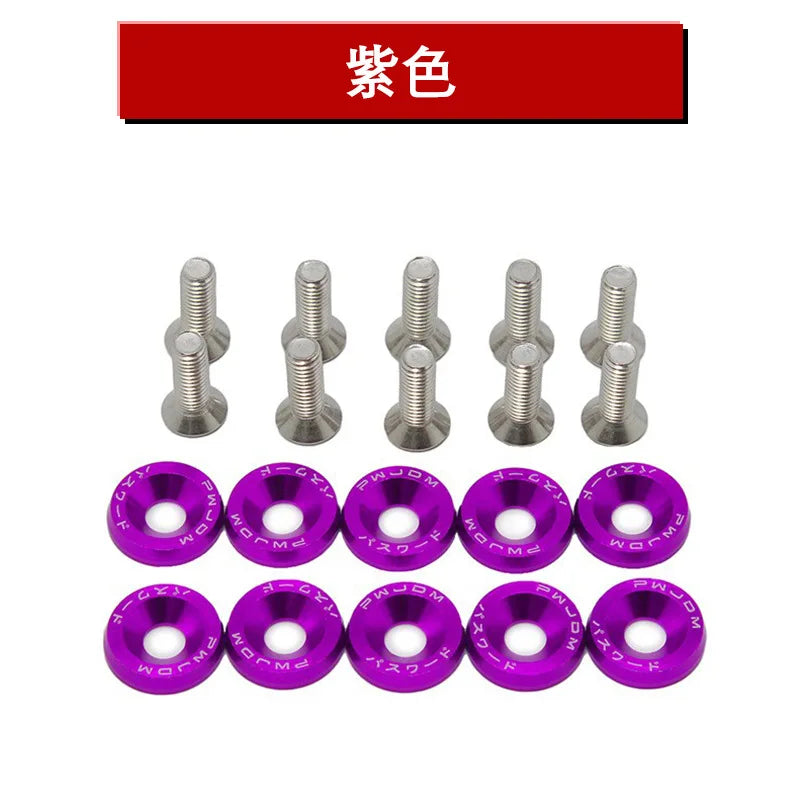 10PCS M6 JDM Car Modified Hex Fasteners Fender Washer Bumper Engine Concave Screws Fender Washer License Plate Bolts Car styling