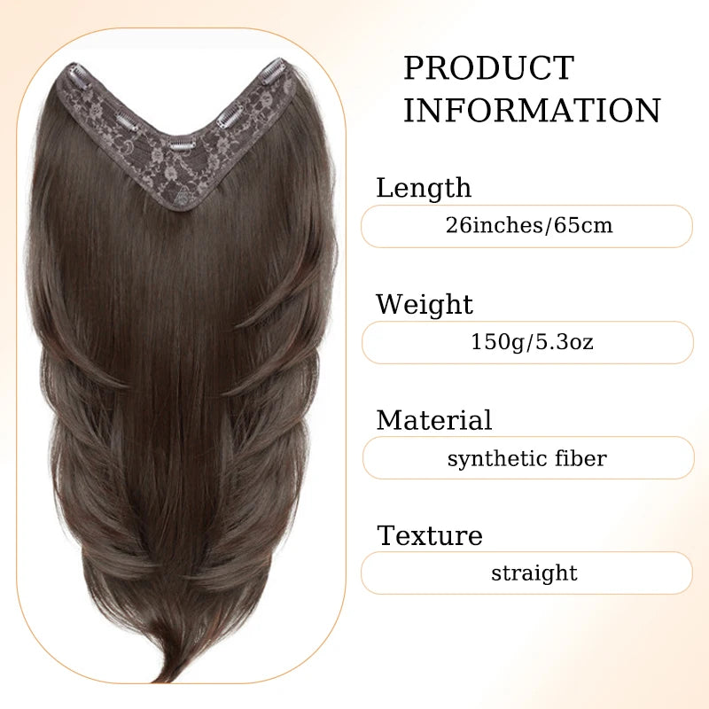 Clip in Hair Extensions Wig Synthetic Hairpiece High Layered Inward-Curled Hair Extensions with 5 Clips for Women Daily Use