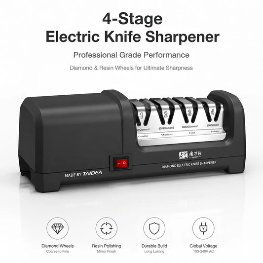TG2102 Electric Knife Sharpener, 4 Stages for Grinding & Polishing, 20-Degree for Kitchen Knives