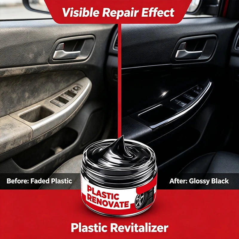 Car Plastic Revitalizer, Black Plastic Trim Restorer for Doors, Dashboard, Bumper and Exterior Plastic Parts