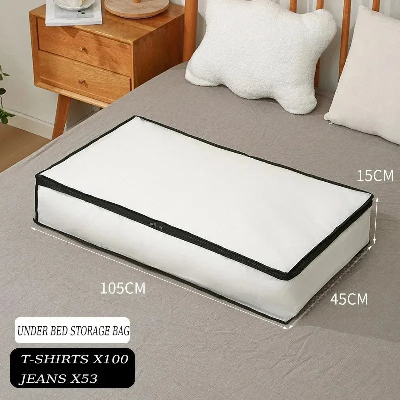 1-2Pcs Underbed Storage Bag Foldable Large Capacity Waterproof Dustproof Clothes Quilt Blanket Wardrobe Closet Organizer