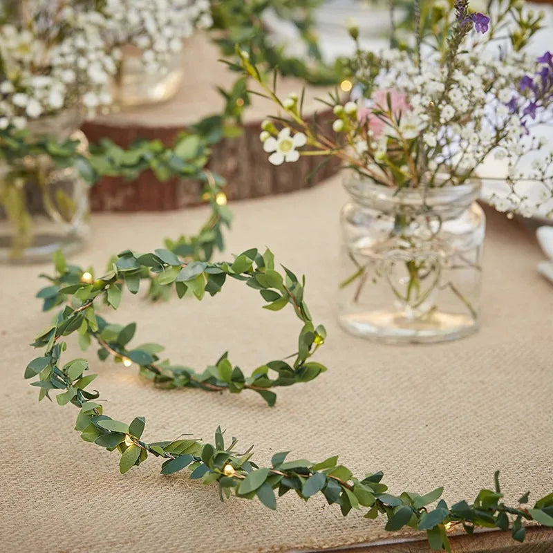 Green Leaf String Lights 5/10M Artificial Ivy Vine Fairy Light Wedding Party Decoration Christmas Home Decor Wall Plant