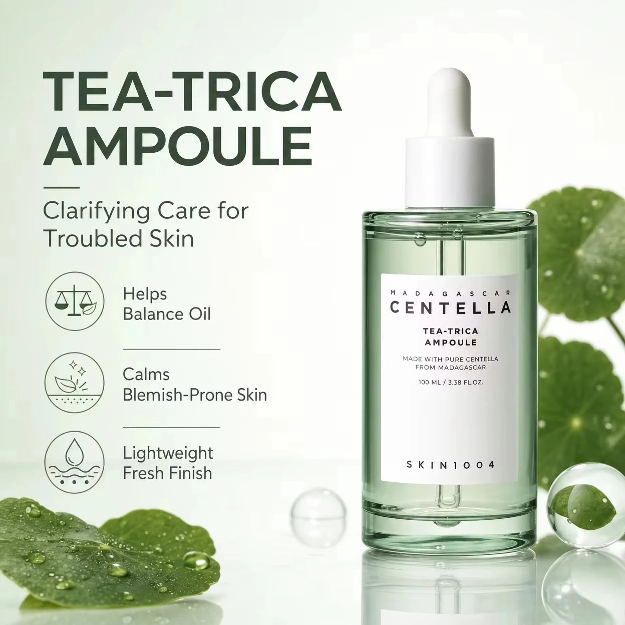SKIN1004 Korean Centella Ampoule Series,Poremizing Fresh,Brightening,Intensive Ampoule Face Pore Care Soothing Serum Skincare