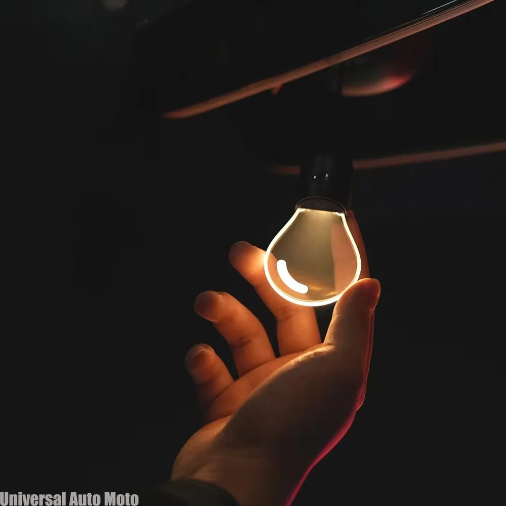 Car Rearview Mirror Ornament Hanging Decor Retro Small Car Light LED Bulb Atmosphere Lamp for Car Interior Decoration