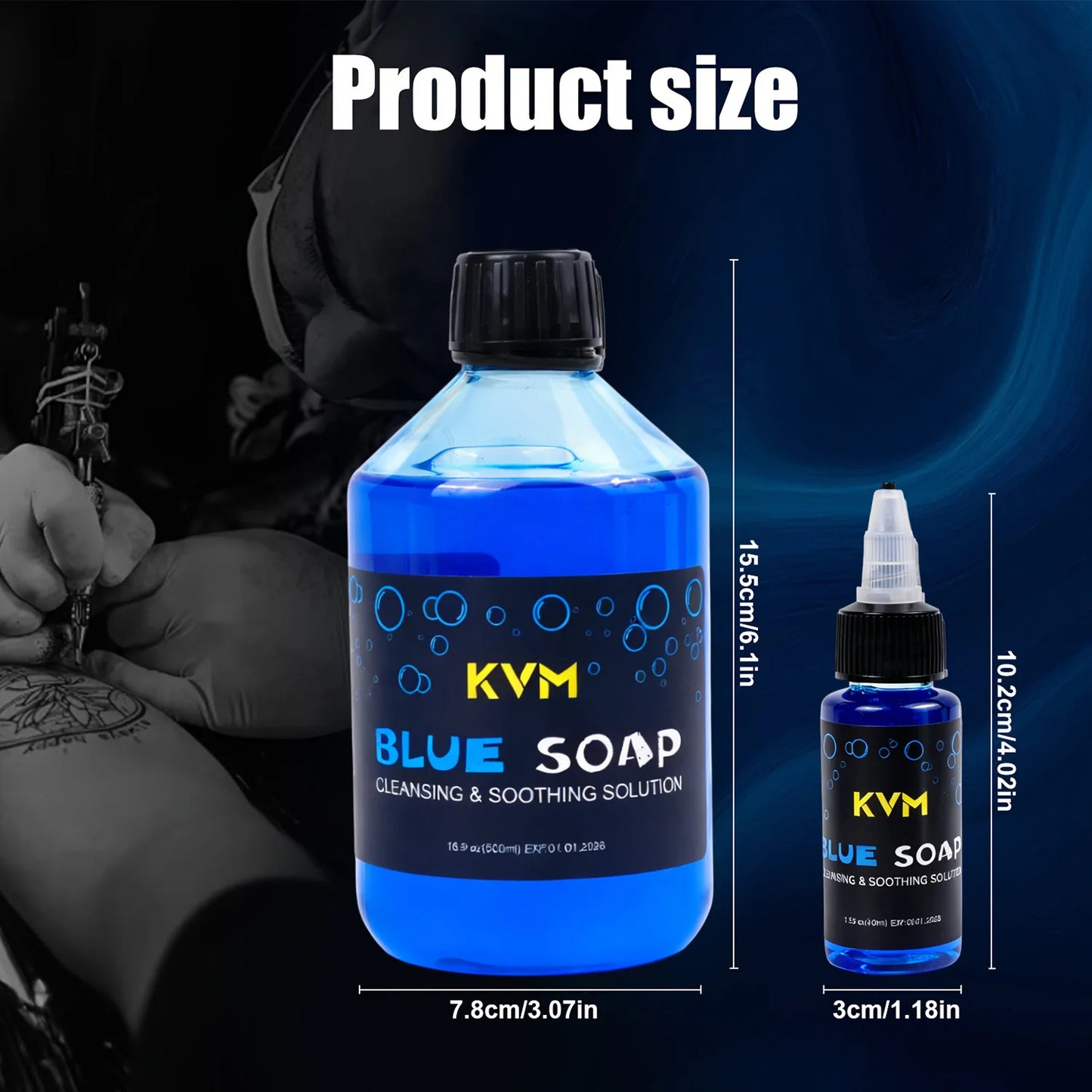 40/500ml Concentrated Tattoo Blue Soap Soothing Tattoo Aftercare Cleaning Solution To Reduce Skin Irritation for Tattoo Supplies