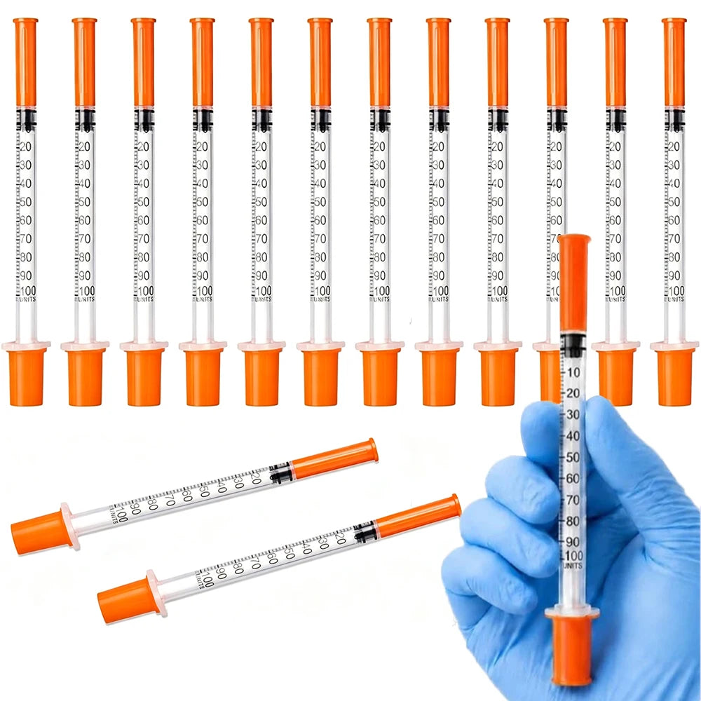 20pcs/100pcs 1ml 0.5ml 30G 31G Pet Animal Dog Cat Disposable Syringe Plastic Veterinary Syringe With Needles Medical Supplies