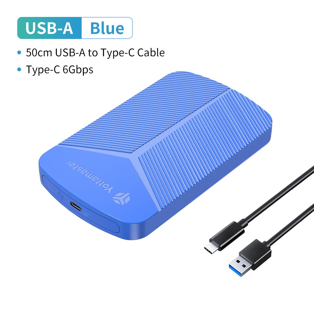 Yottamaster 2.5 Inch HDD Case External SSD Hard Drive Case SATA to USB 3.0 HDD Enclosure for PC Laptop 6Gbps Storage Case Type C