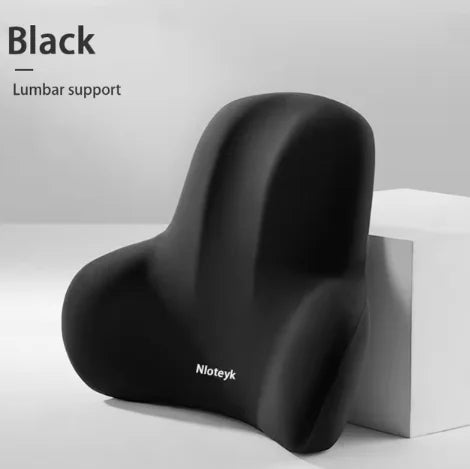 Memory Foam Headrest Lumbar Support Set Ergonomic Neck Pillow Back Cushion Car Driver Seat Comfort Breathable Polyester Fabric
