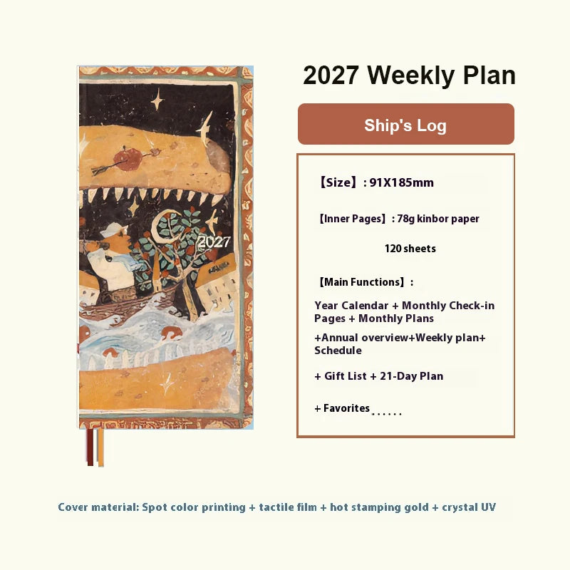 Newest Kinbor 2027 Notebook Agenda Weekly Planner 52g BaChuan Paper Pocket Journal Plan Book Travel Recording School Supplies