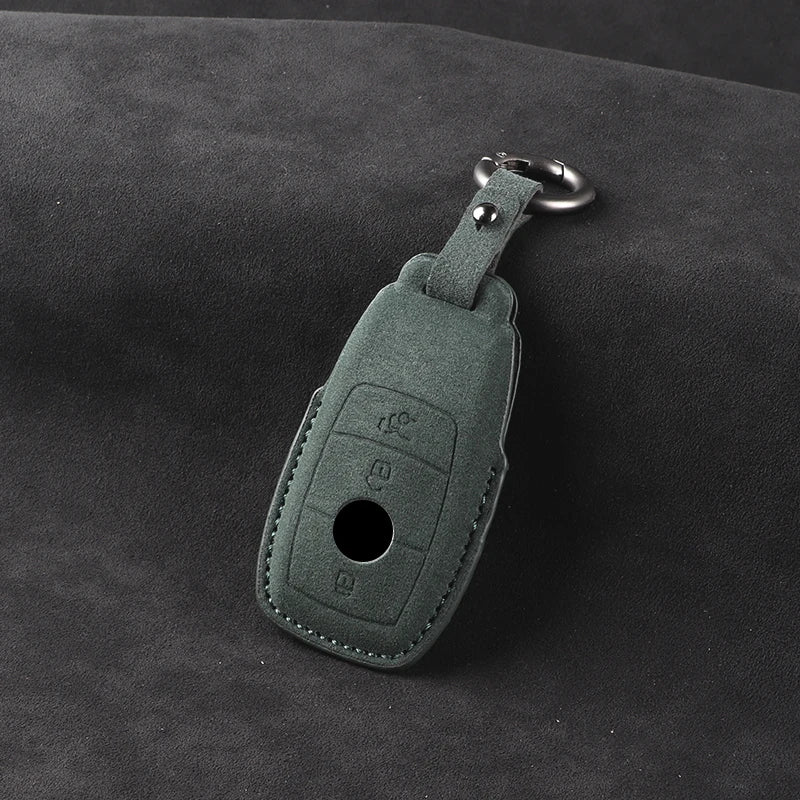 leather Suede Car Key Case Cover Shell For Mercedes Benz A B C E S G Class W204 W205 W212 W213 W176 W177 GLC CLA AMG Accessories