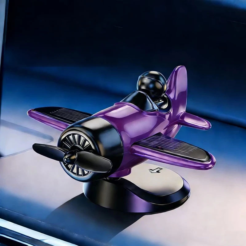 Solar Powered Rotating Airplane Car Dashboard Ornament 360° Auto Spin Decor Airplane Ornaments Car Interior Decoration