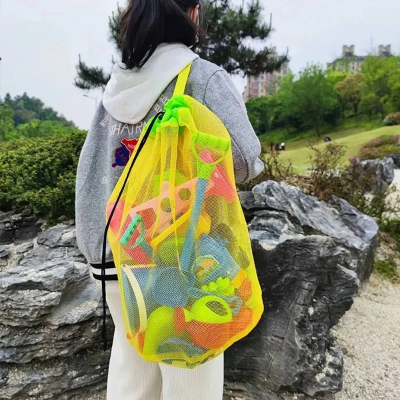 1PC Large Capacity Mesh Beach Toy Storage Bag Portable Breathable Foldable Storage Bag for Travel Outdoor Swimming Bag Organizer