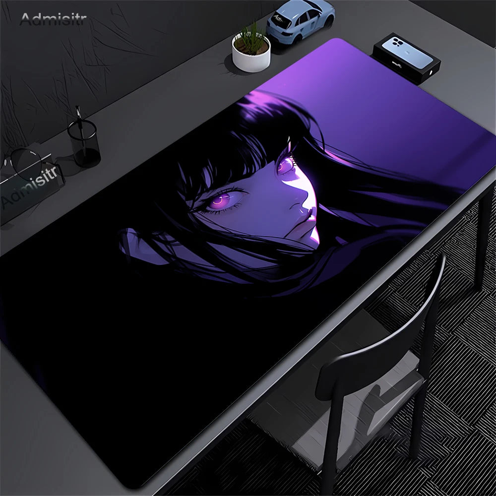 XXL Mouse Pad PC Purple Anime Girl Gamer Mousepad Laptop Computer Keyboard Accessories Mouse Mat Rug Extended Desk Mats 50x100cm