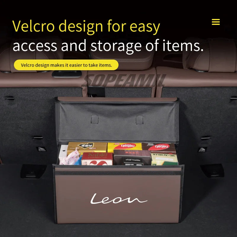 Car Carbon Fiber Trunk Storage Box Organizer Large Capacity Foldable Stowing Tidying Bag Seat FR Leon MK2 MK3 MK4 5f Ateca IBIZA